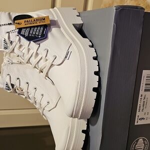 Palladium Women's White Lace Up Boots